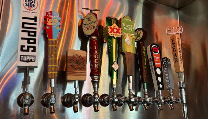 Draft beer taps at the bar