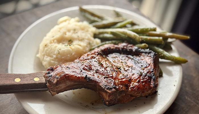Grilled pork chop plate